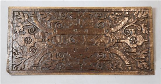 A James I oak panel, 22.5 x 10in.